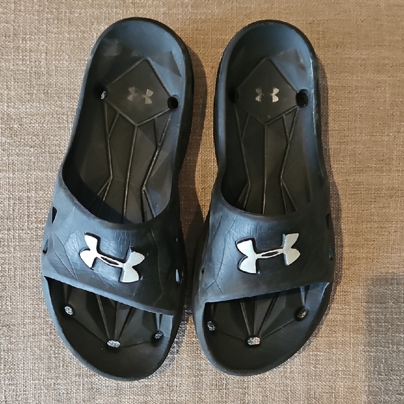 Under Armour Shoes - Under Armour Black Slides with Logo